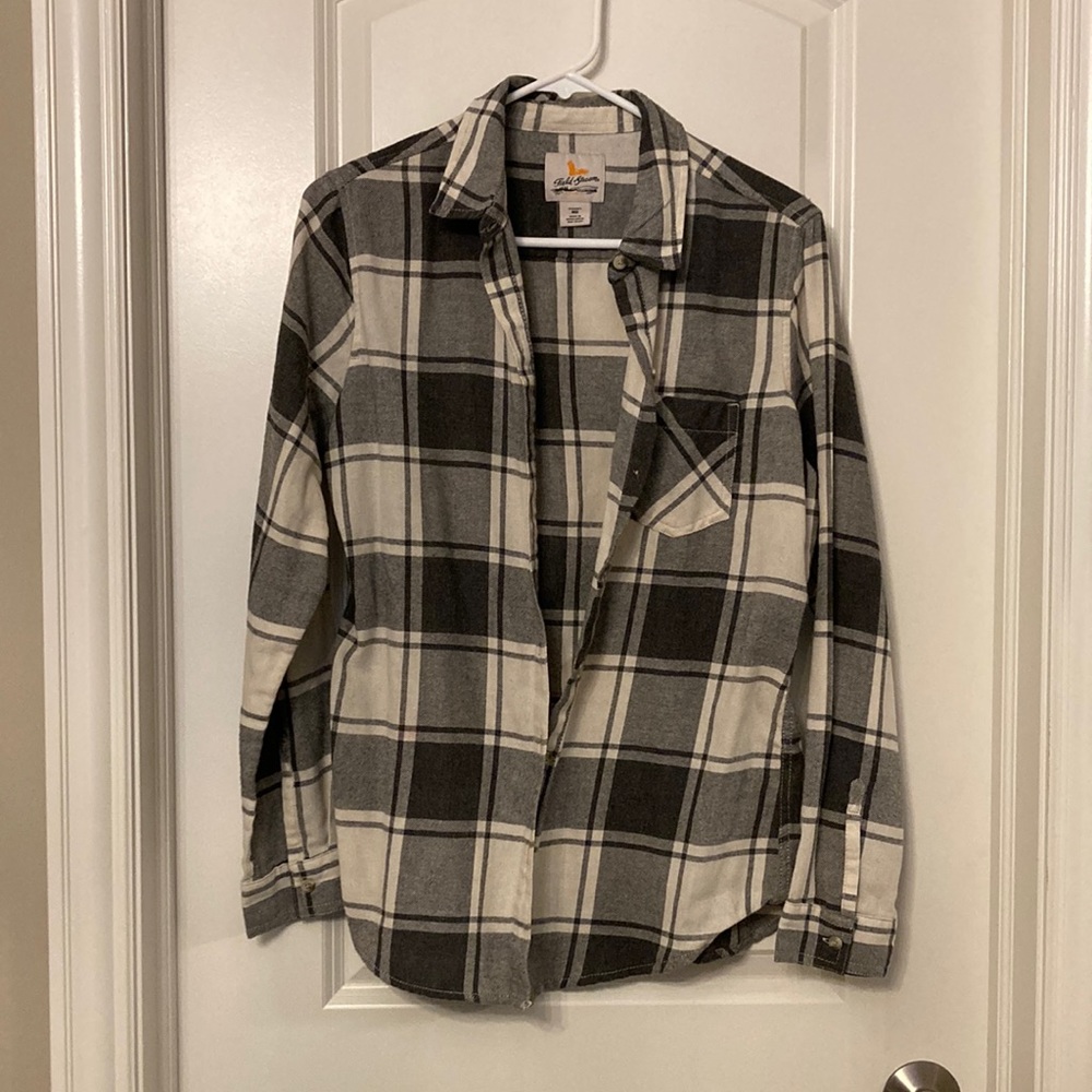 White & Gray Plaid Button Shirt